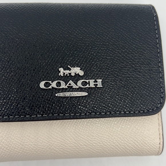 Coach Small Trifold Wallet Silver/Chalk Black Multi - Picture 7 of 15